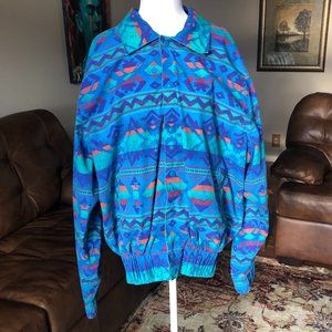 Vintage Wrangler Brushpopper Bomber Aztec Southwest Jacket Size XL